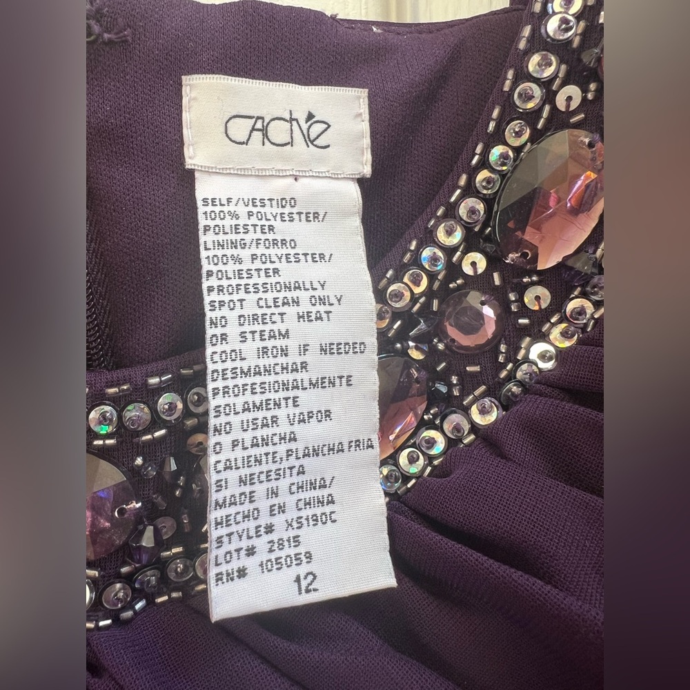 Cache Plum Ruched Jeweled Strap Cocktail Dress Bodycon Cocktal Formal Prom 12 - Picture 4 of 4